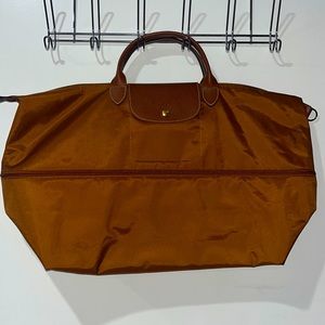 Longchamp Le Pliage Brown Travel Bag Expandable !!